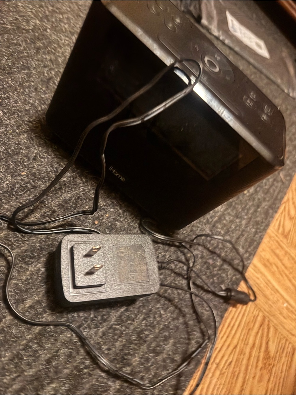 iHome Black Portable Clock Speaker with Power Adapter